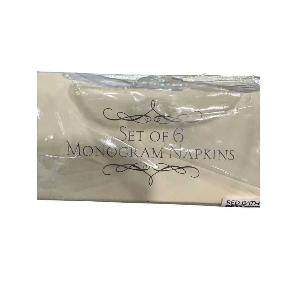 Elrene Home Fashions MONOGRAM NAPKIN SET OF 6 Color: WHITE Monogram S‎ 18x18
